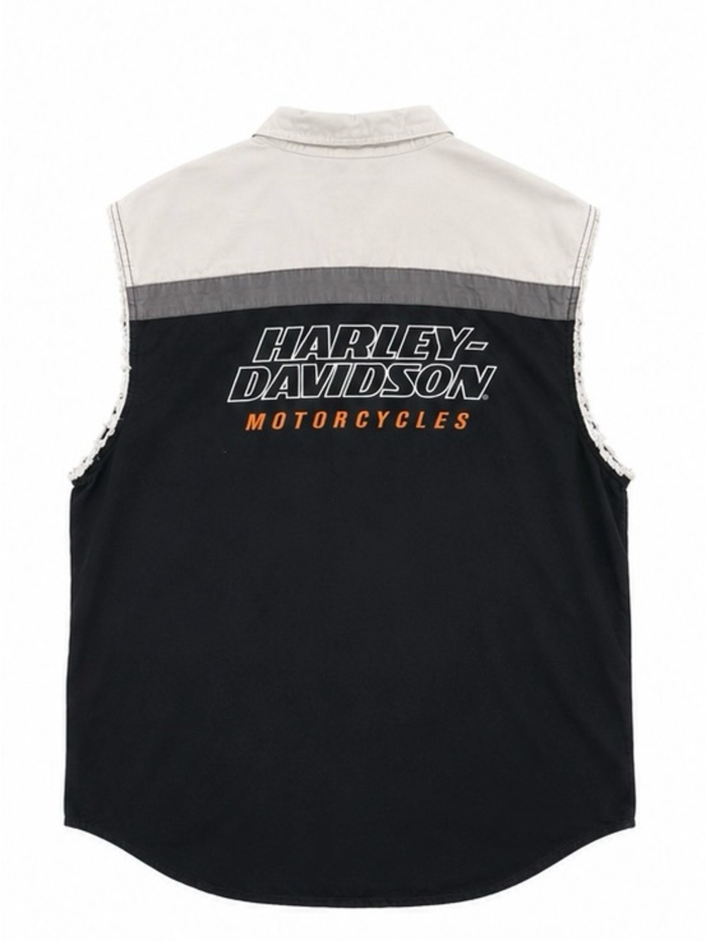 Harley-Davidson Cream Button-Up Shirt with Black Logo Label